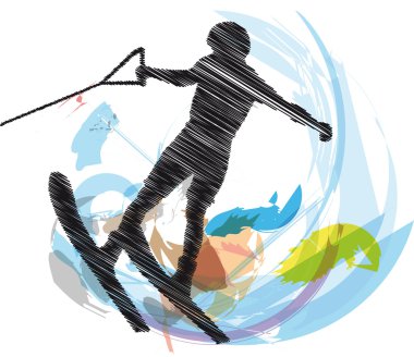 Water skiing man. vector illustration clipart