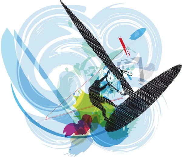 Windsurfing. Vector illustration — Stock Vector