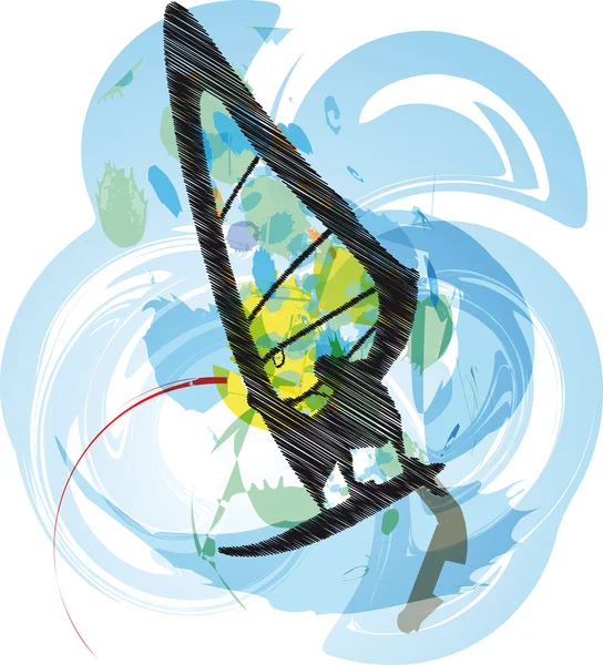 Rüzgar Sörfü. vektör çizim — Stok Vektör