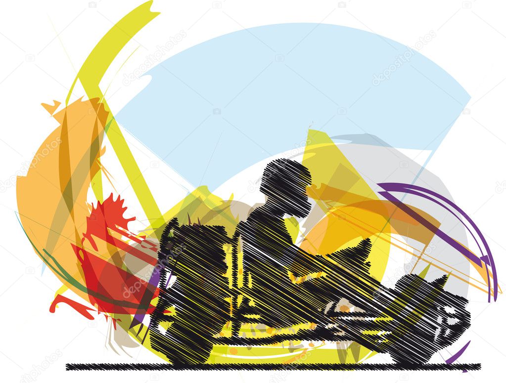 Kart race. Vector illustration
