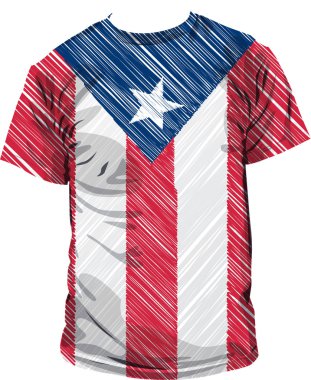 Porto Riko tee, vektör çizim