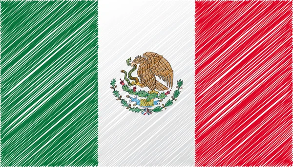 Meksika bayrağı, vektör çizim — Stok Vektör