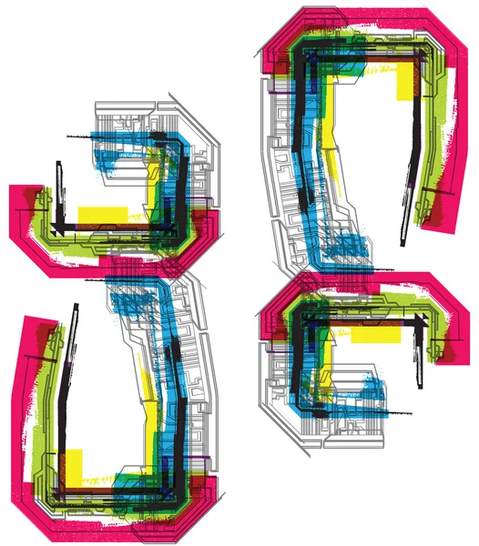 Tipografia tecnica — Vettoriale Stock