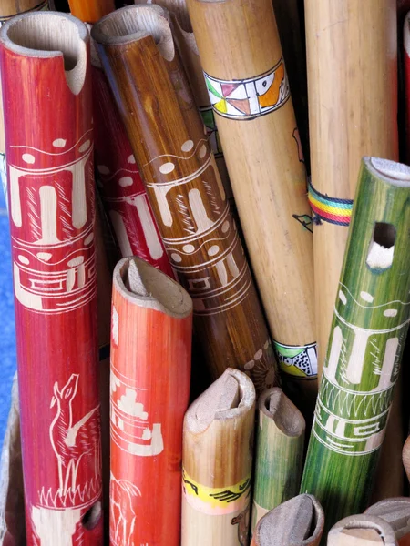 Ancient colorful wooden flute — Stock Photo, Image