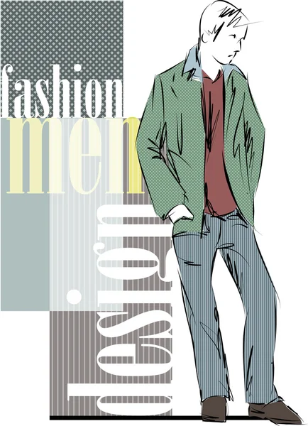 Sketch fashion & handsome business man — Stock Vector