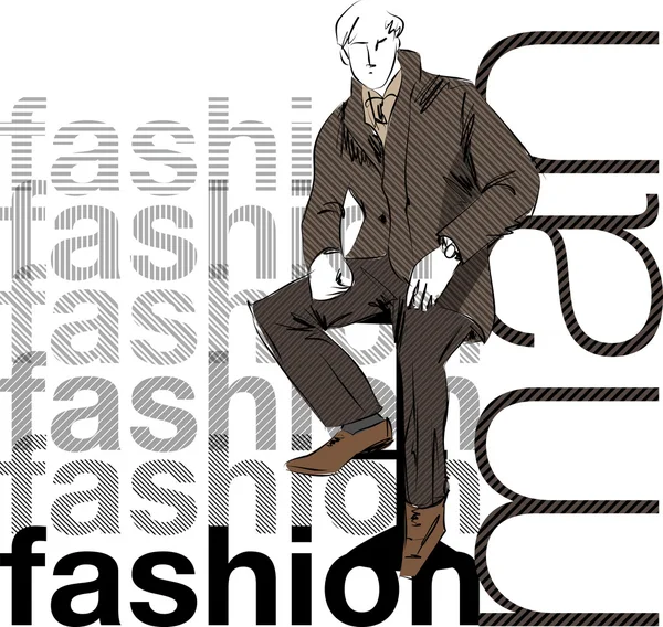 Bosquejo de moda & hombre de negocios guapo — Vector de stock
