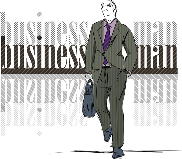 Bosquejo de moda & hombre de negocios guapo — Vector de stock