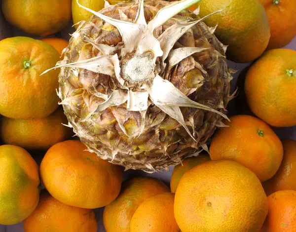Fresh pineapple & tangerine — Stock Photo, Image