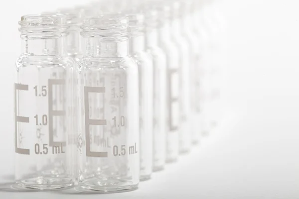 Chemical glassware - vials for chromatography samples — Stock Photo, Image