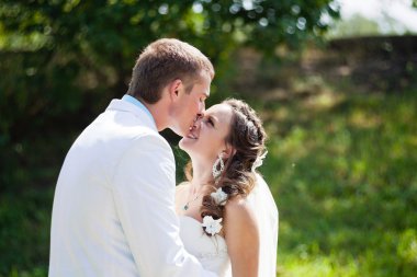 Bride and groom kissing clipart