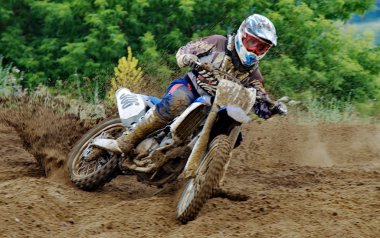 Russian championship trophy raid among ATVs and motorcycles clipart