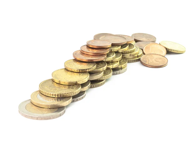 Monete isolate euro — Foto Stock