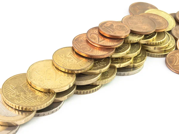 Monete isolate euro — Foto Stock