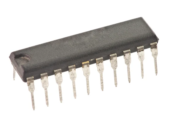 Mikroprocesor czarno na białym tle — Zdjęcie stockowe