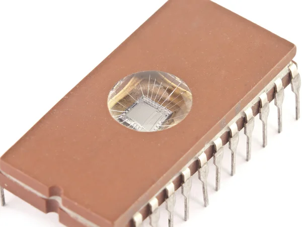 Isolated brown microchip — Stock Photo, Image