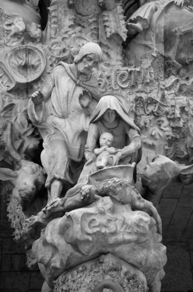 Scultura Sacra Famiglia alla Sagrada Familia Immagini Stock Royalty Free