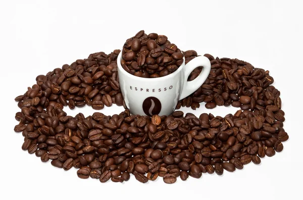 Coffe cup and bean shape — Stock Photo, Image