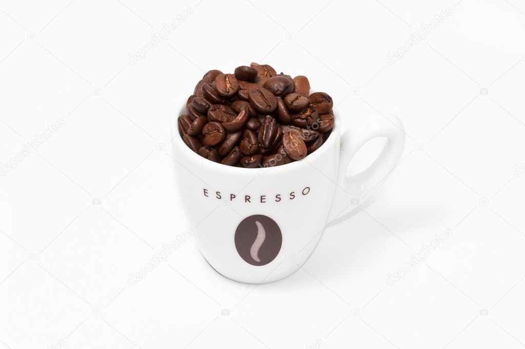 Coffe cup full of beans