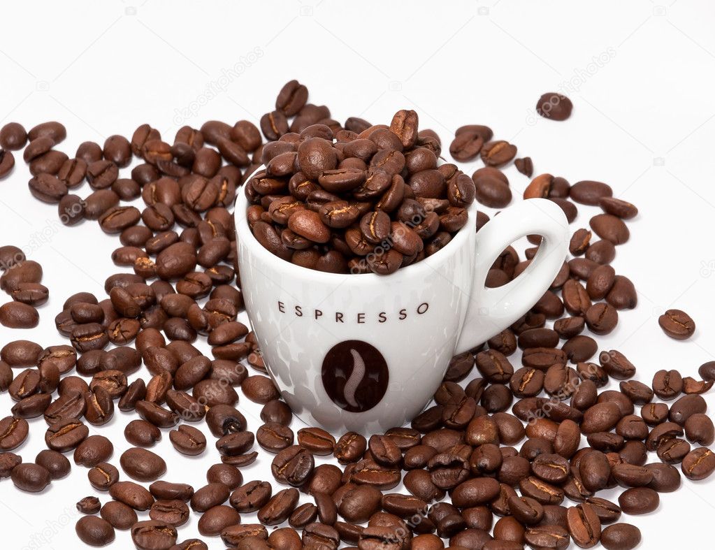 Coffe cup and beans