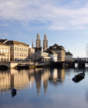 Zurich old city reflecting in the river clipart