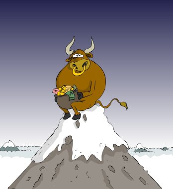 Bull on mountain clipart