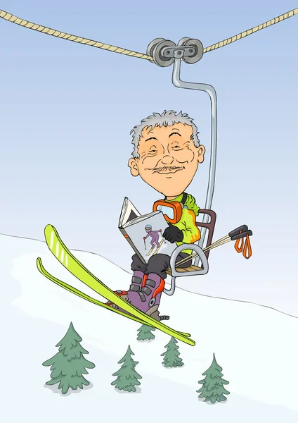 Velho esquiador — Vetor de Stock