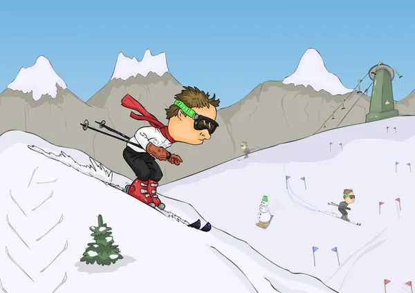 Skieur alpin — Image vectorielle