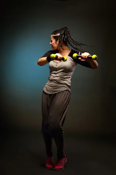 Young woman doing fitness exercises - zumba — Stock Photo, Image