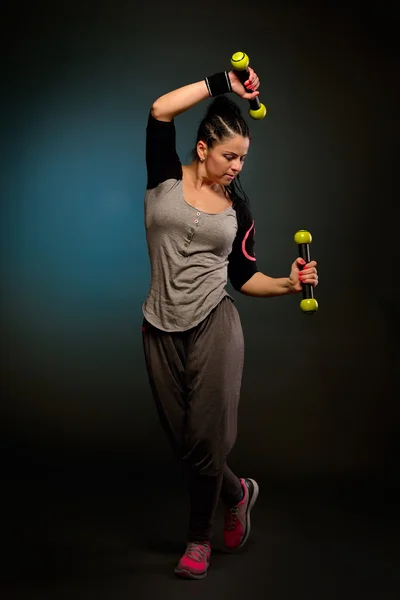 Young woman doing fitness exercises - zumba — Stock Photo, Image