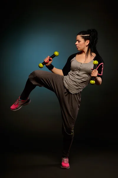 Young woman doing fitness exercises - zumba — Stock Photo, Image