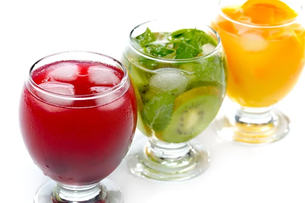 stock image Various natural fresh juice and fruits