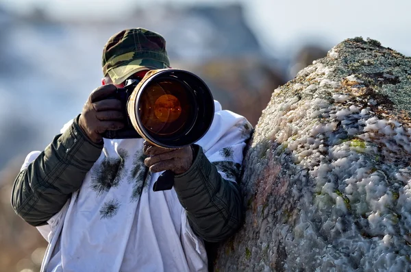 Fotografer alam liar di luar — Stok Foto
