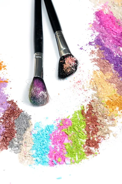 Stock image Professional make-up brushes and colorful eyeshadow