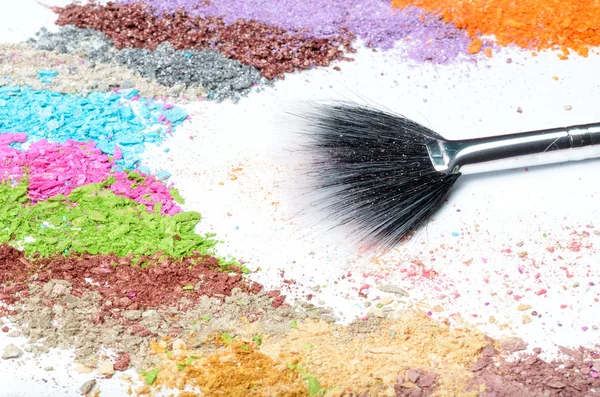 stock image Professional make-up brushes and colorful eyeshadow