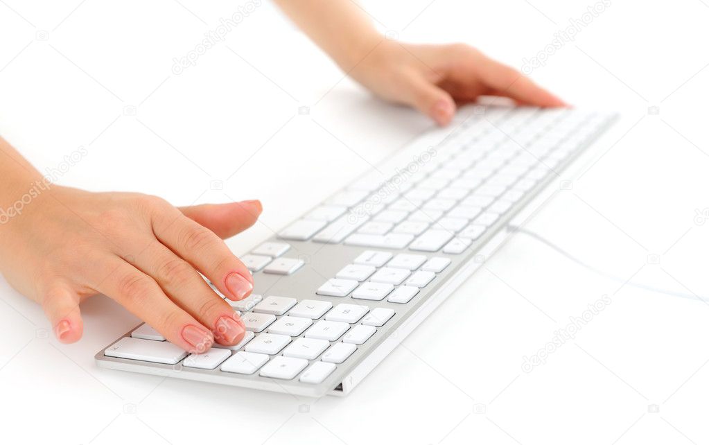 Woman hands typing