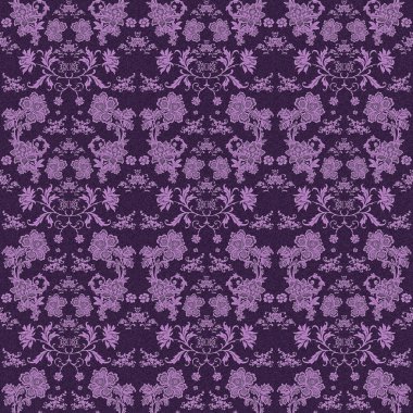 Seamless Purple Floral Damask Brocade clipart