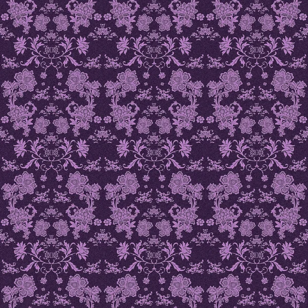 Seamless Purple Floral Damask Brocade — Stock Photo, Image