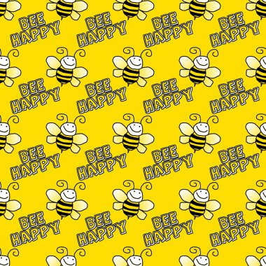 Seamless Bumblebees on Bright Yellow Background clipart