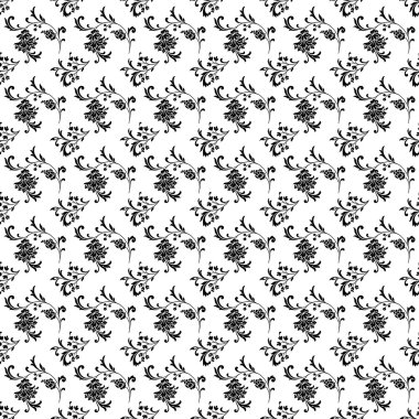 Seamless White and Black Floral Damask Background clipart