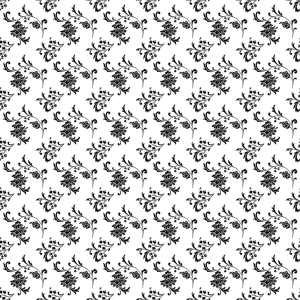 Seamless White and Black Floral Damask Background — Stock Photo, Image