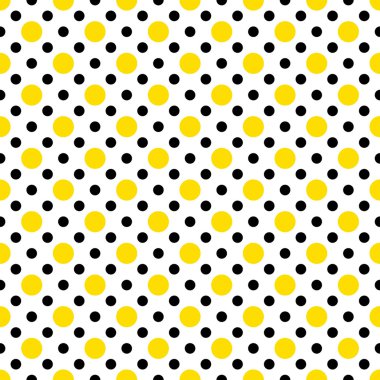 Yellow & Black Polka Dots on White clipart