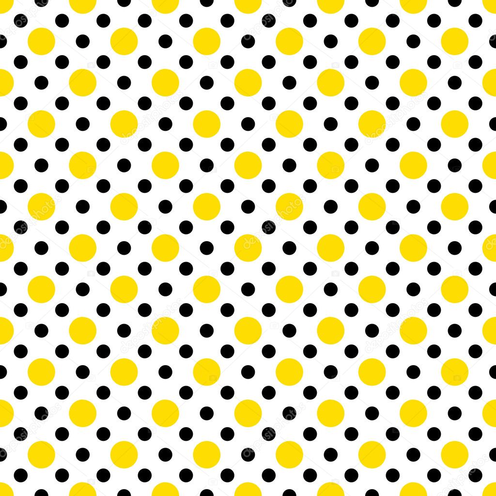 Yellow & Black Polka Dots on White
