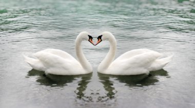 Two swans in love