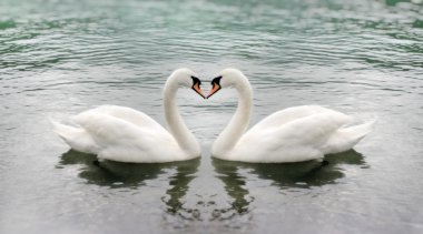 Two swans in love clipart