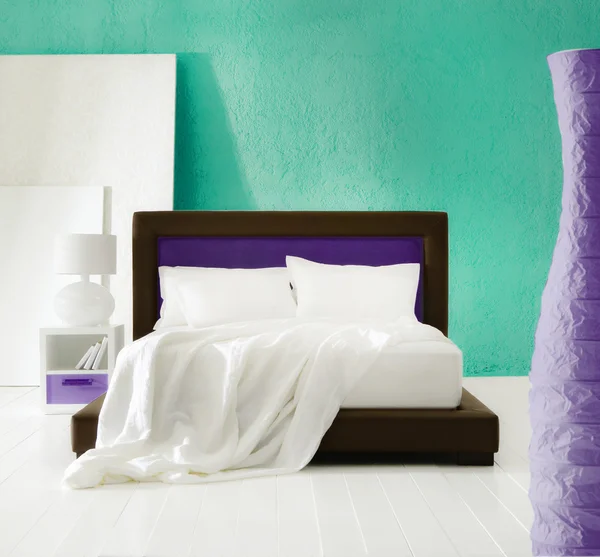 Minimalista camera da letto colorata — Foto Stock