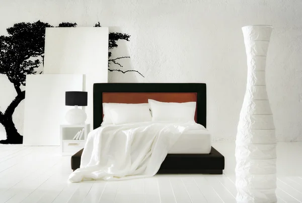 Minimalistische kleurrijke slaapkamer — Stockfoto