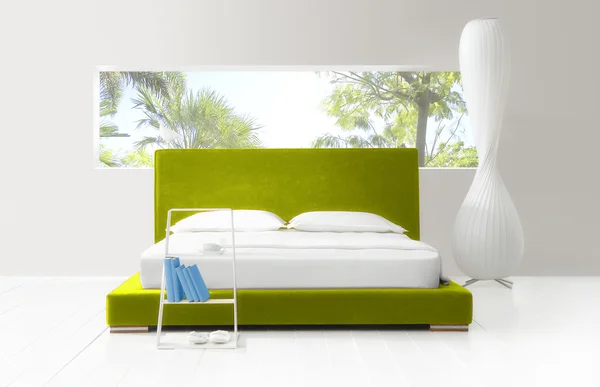 Minimalistisches Schlafzimmer mit Aussicht — Stockfoto