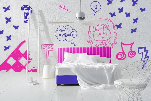 Kid's minimal bedroom — Stock Photo, Image