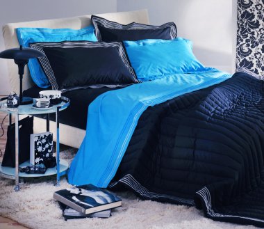 Modern blue-black bedroom clipart