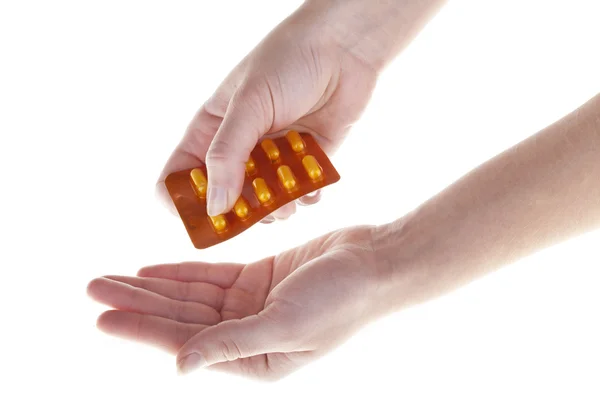 Lidská ruka s tablety — Stock fotografie